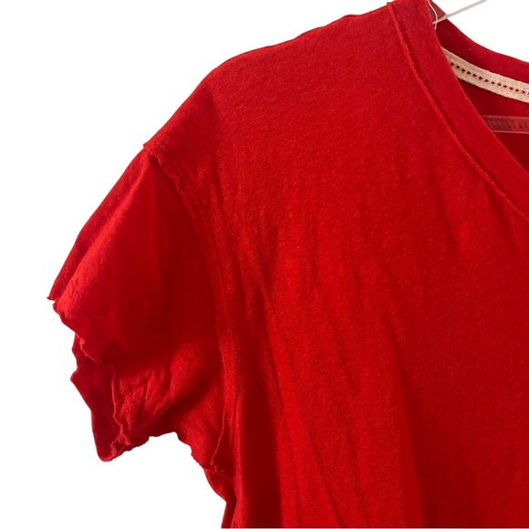 Anthropologie Pilcro Swing Tee Red Size Small Linen Cotton - Picture 7 of 16